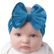 Load image into Gallery viewer, Babymoon Stretchable Velvet Bow Hairband for Baby Girl Hair Accessories for Girls Baby Headband for Girls | 0-5 Years | Red-Blue
