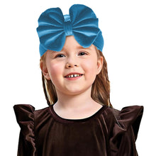 Load image into Gallery viewer, Babymoon Stretchable Velvet Bow Hairband for Baby Girl Hair Accessories for Girls Baby Headband for Girls | 0-5 Years | Red-Blue
