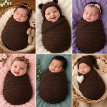 Load image into Gallery viewer, Babymoon Mohair Stretchble Baby Photography Shoot Wrap Cloth - Brown
