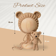 Load image into Gallery viewer, Babymoon Bear Teddy with Cap New Born Baby Photography Shoot Props Costumes
