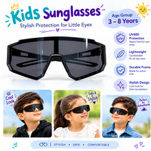 Load image into Gallery viewer, Babymoon Stylish Boys Girls Sports Kids Sunglasses Goggles with Case | Black
