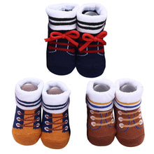Load image into Gallery viewer, Babymoon Set of 3 | Non-Skid, Anti Slip Baby Socks Gift Box | Safety Protector | 0-9M | Coffee
