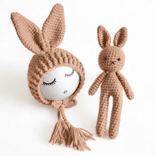 Load image into Gallery viewer, Babymoon Rabbit Toy with Cap New Born Baby Photography Shoot Props Costumes | Coffee
