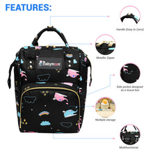 Load image into Gallery viewer, Babymoon Mother Diaper Bag Lightweight Multifunctional Travel Unisex Diaper Backpack - Black Elephant
