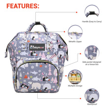 Load image into Gallery viewer, Babymoon Mother Diaper Bag Lightweight Multifunctional Travel Unisex Diaper Backpack - Grey Fish
