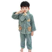 Load image into Gallery viewer, Babymoon Set of 3 | Baby Sleepwear Nightsuit with Scraf Kid’s Winter Nightdress Pajamas Winter Sweater | Green
