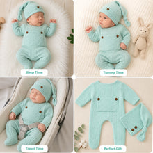 Load image into Gallery viewer, Babymoon Stretchable Bodysuit &amp; Cap New Born Outfits Costumes | Green | 0-1 Month
