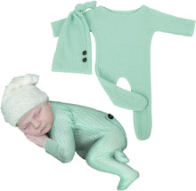 Load image into Gallery viewer, Babymoon Stretchable Bodysuit &amp; Cap New Born Outfits Costumes | Green
