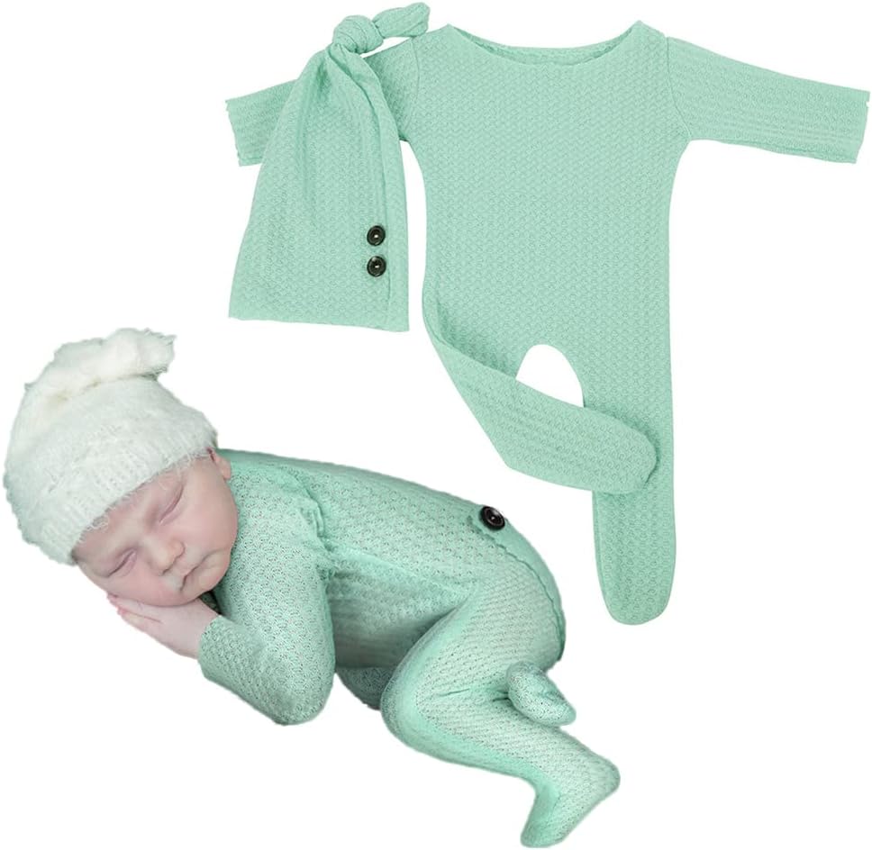 Babymoon Stretchable Bodysuit & Cap New Born Outfits Costumes | Green