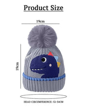 Load image into Gallery viewer, Babymoon Baby Dinosaur Design Cap with String Winter Kids Hat Boys Girls Caps | Grey | 1-15 Years
