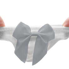 Load image into Gallery viewer, Babymoon Set of 3 | Non-Skid, Anti Slip Pearl Bow Flower Baby Socks Gift Box | Safety Protector | 0-12M | Grey
