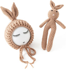Load image into Gallery viewer, Babymoon Rabbit Toy with Cap New Born Baby Photography Shoot Props Costumes | Coffee
