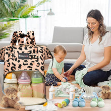 Load image into Gallery viewer, Babymoon Mother Diaper Bag Lightweight Multifunctional Travel Unisex Diaper Backpack | Floral Peach

