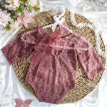Load image into Gallery viewer, Babymoon Set of 2 | Net Lace Romper &amp; Hairband | Baby Photoshoot Props Costumes | 0-1 Month
