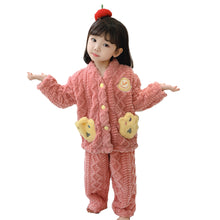 Load image into Gallery viewer, Babymoon Set of 3 | Baby Sleepwear Nightsuit with Scraf Kid’s Winter Nightdress Pajamas Winter Sweater | Red
