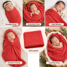 Load image into Gallery viewer, Babymoon Mohair Stretchble Baby Photography Shoot Wrap Cloth - Dark Peach
