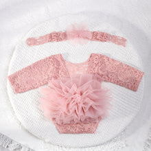 Load image into Gallery viewer, Babymoon Set of 2 | Fluffy Romper &amp; Hairband | Baby Photoshoot Props Costumes | Pink | 0-1 Month
