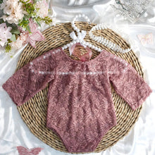 Load image into Gallery viewer, Babymoon Set of 2 | Net Lace Romper &amp; Hairband | Baby Photoshoot Props Costumes | 0-1 Month
