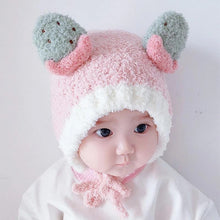 Load image into Gallery viewer, Babymoon Baby Fruit Strawberry Design Ear Cap with String Winter Kids Hat Boys Girls Cap | Pink | 2-8 Year
