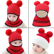 Load image into Gallery viewer, Babymoon Pom-Pom Knit Winter Kids Boys Girls Monkey Cap Baby Hat | Red | 2-8 yr
