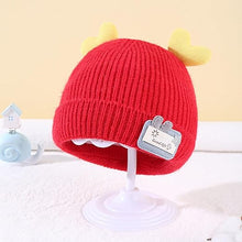 Load image into Gallery viewer, BabyMoon Unisex Winter Hat Designed with Hearts | Warm Baby Cap Headwear | Red | 3-12 Month
