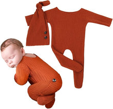 Load image into Gallery viewer, Babymoon Stretchable Bodysuit &amp; Cap New Born Outfits Costumes | Caramel
