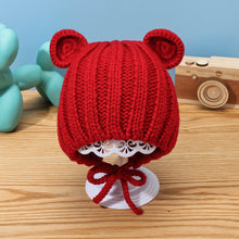 Load image into Gallery viewer, Babymoon Baby Winter Knitted Cap with String Kids Hat | 0-2Y | Red
