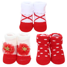 Load image into Gallery viewer, Babymoon Set of 3 | Non-Skid, Anti Slip Baby Socks Gift Box | Safety Protector | 0-9M | Red
