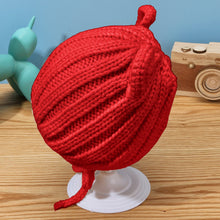 Load image into Gallery viewer, Babymoon Baby Winter Knitted Cap with String Kids Hat | 0-2Y | Red
