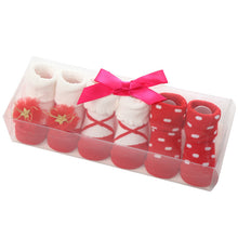Load image into Gallery viewer, Babymoon Set of 3 | Non-Skid, Anti Slip Baby Socks Gift Box | Safety Protector | 0-9M | Red
