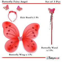 Load image into Gallery viewer, Babymoon Butterfly Fairy Angel Costumes Baby Wings Photography Props - Set of 3 | 6 Month To 10 Years | Red
