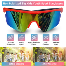 Load image into Gallery viewer, Babymoon Stylish Boys Girls Sports Kids Sunglasses Goggles with Case | Red
