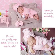 Load image into Gallery viewer, Babymoon Spa Bathrobe &amp; Towel Set Newborn Photography Costume | Baby Gift Set | White
