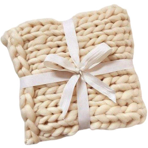 Babymoon Marino Wool Knit Throw Basket Filler Blanket Baby Photography Photoshoot Props | Beige
