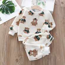 Load image into Gallery viewer, Babymoon Set of 2 | Baby Sleepwear Nightsuit Kid’s Nightdress T-shirt with Pants Pajamas Winter Sweater | White
