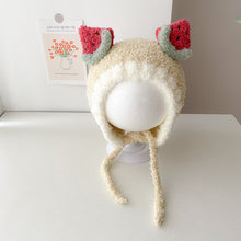 Load image into Gallery viewer, Babymoon Baby Fruit Watermelon Design Ear Cap with String Winter Kids Hat Boys Girls Cap | Beige | 2-8 Year
