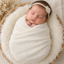 Load image into Gallery viewer, Babymoon Mohair Stretchble Baby Photography Shoot Wrap Cloth - White
