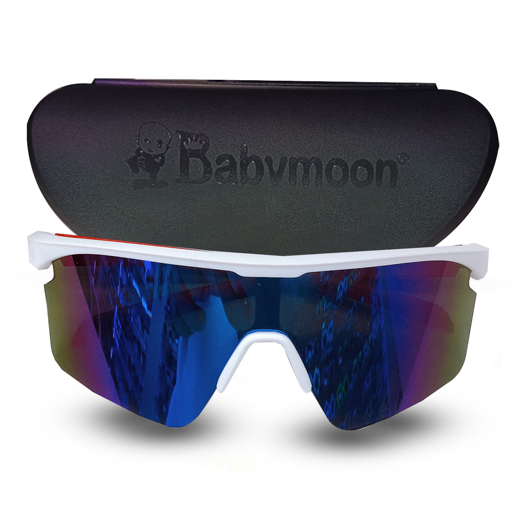 Babymoon Stylish Boys Girls Sports Kids Sunglasses Goggles with Case | White