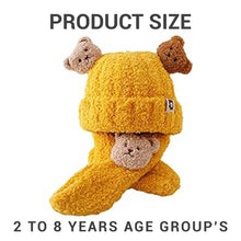 Load image into Gallery viewer, Babymoon Winter Bear Fleece Soft Baby Cap Hat with Scarf Boy’s Girls Kids Cap Hat Headwear | Yellow | 0-3 Yr
