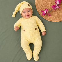 Load image into Gallery viewer, Babymoon Stretchable Bodysuit &amp; Cap New Born Outfits Costumes | Yellow | 0-1 Month
