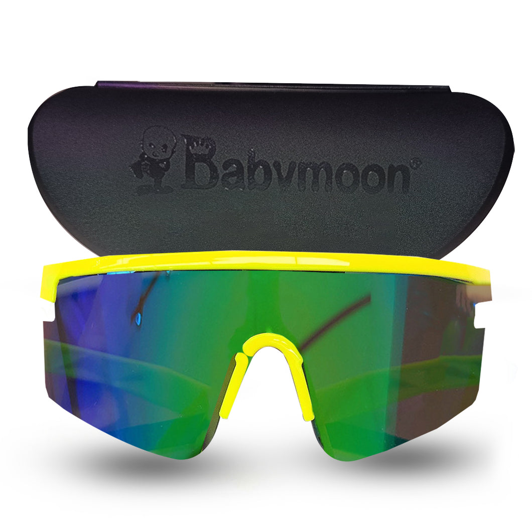 Babymoon Stylish Boys Girls Sports Kids Sunglasses Goggles with Case | Yellow