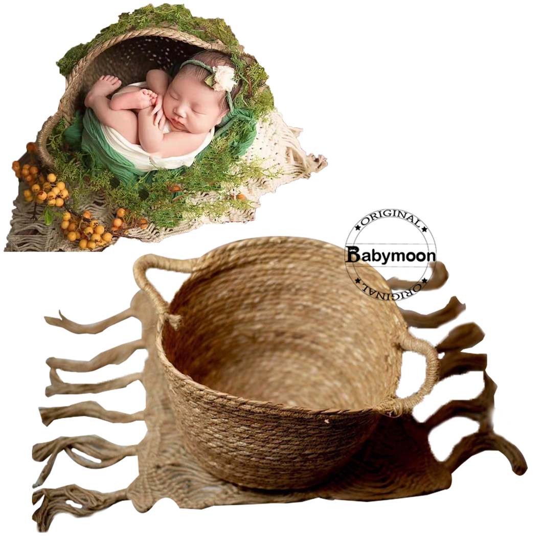 Wooden basket for baby top photoshoot