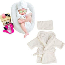 Load image into Gallery viewer, Babymoon Spa Bathrobe &amp; Towel Set Newborn Photography Costume | Baby Gift Set | White
