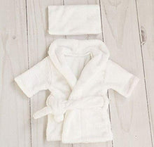 Load image into Gallery viewer, Babymoon Spa Bathrobe &amp; Towel Set Newborn Photography Costume | Baby Gift Set | White
