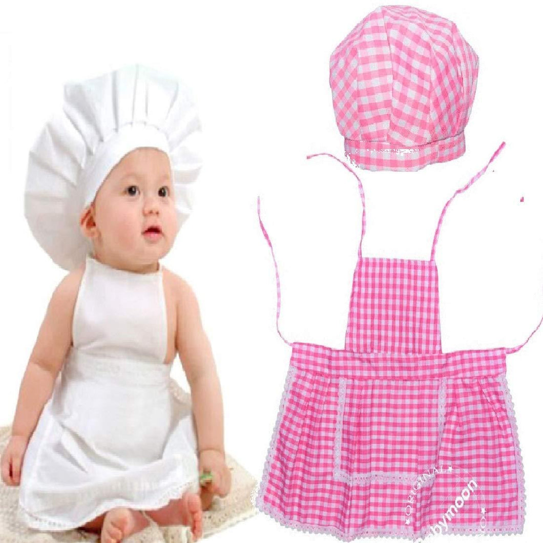 Babymoon Chef New Born Baby Photography Shoot Props Costume - Pink