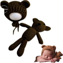 Load image into Gallery viewer, Babymoon Bear Teddy with Cap New Born Baby Photography Shoot Props Costumes
