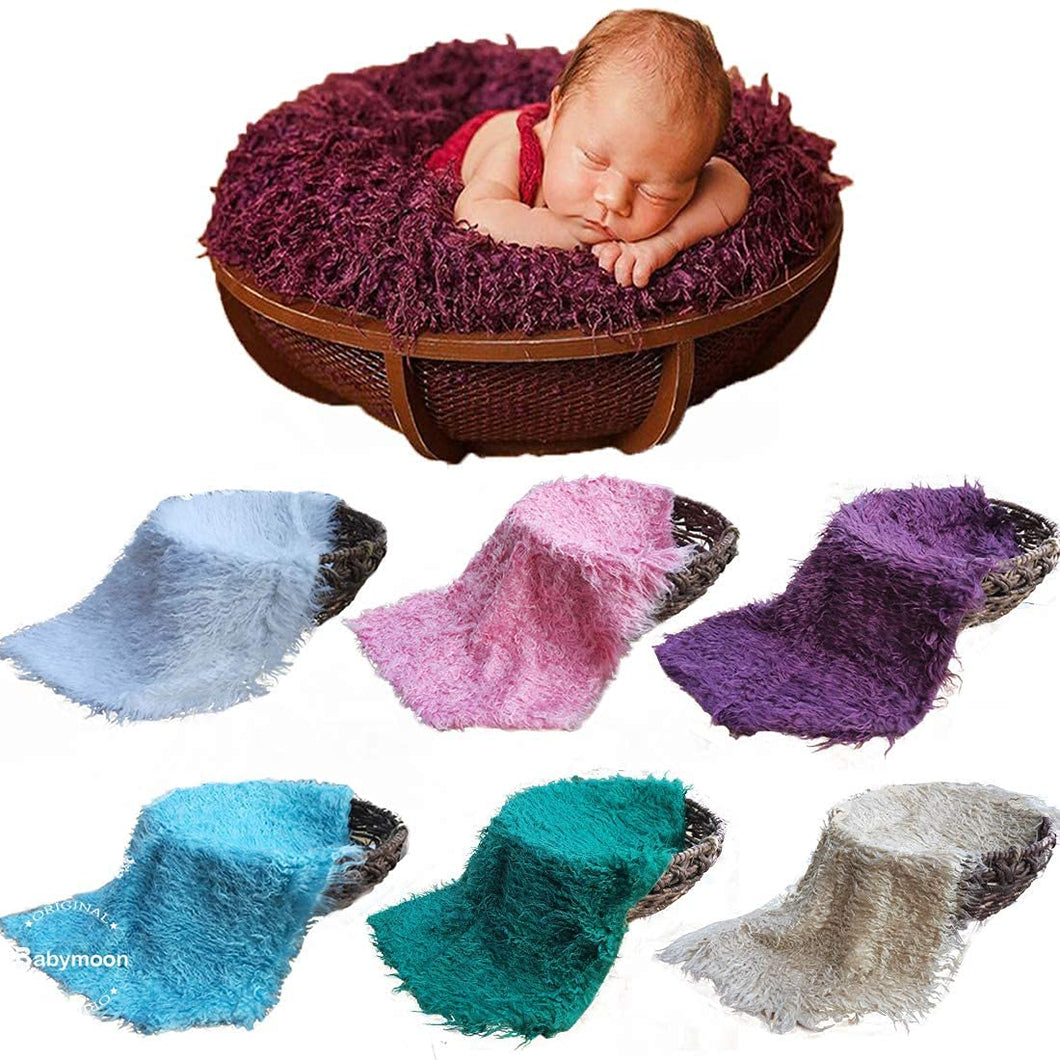 Babymoon Faux Fur Throw Basket Filler Blanket Baby Photography Photoshoot Props Flokati - Pink