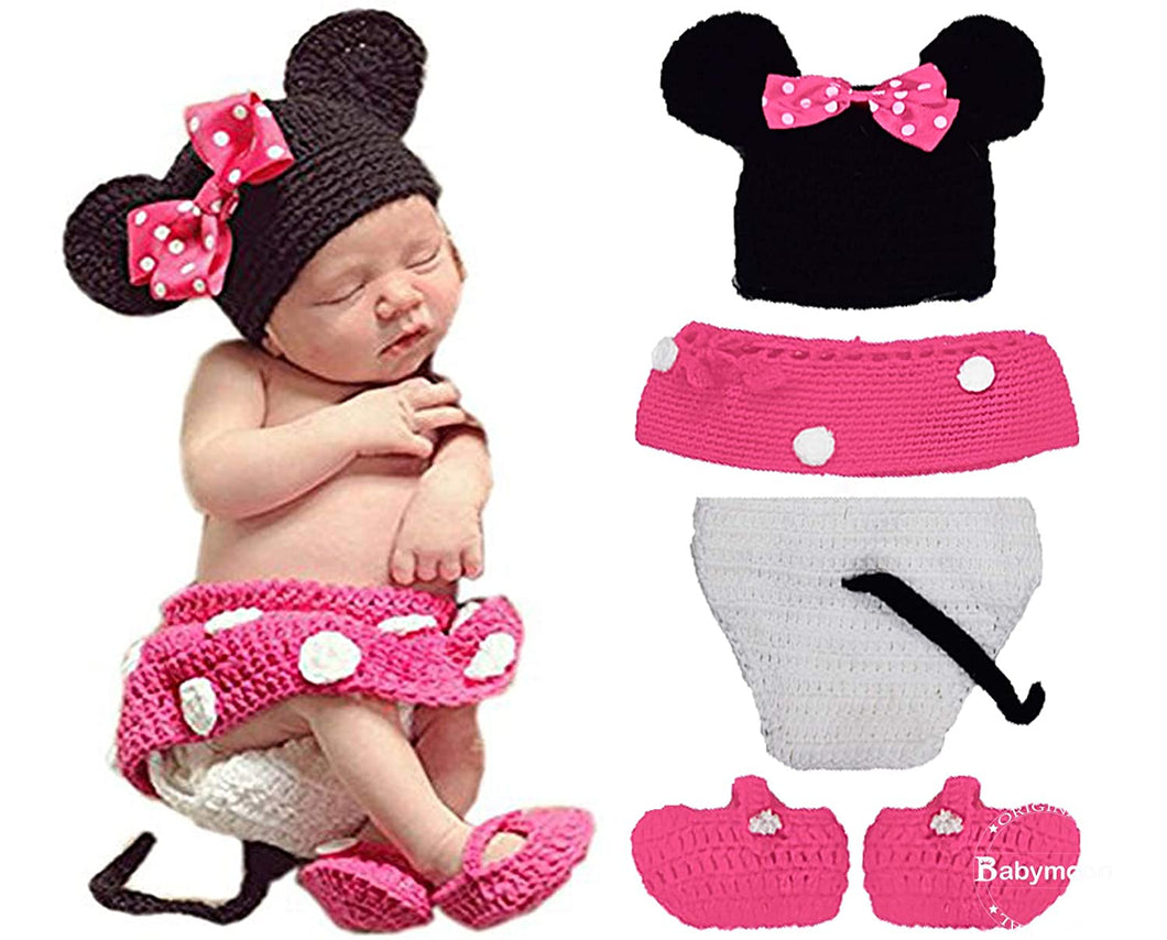 Babymoon Character Newborn Photography Crochet Outfit Costume - Pink