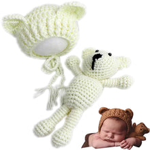 Load image into Gallery viewer, Babymoon Bear Teddy with Cap New Born Baby Photography Shoot Props Costumes
