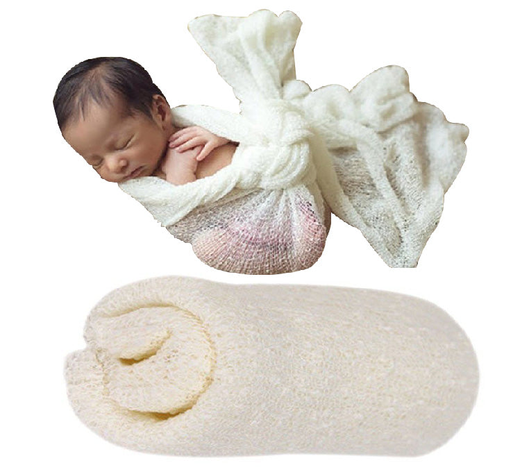 Babymoon Mohair Stretchble Baby Photography Shoot Wrap Cloth - White